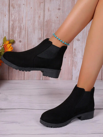 Xajzpa Women Solid Color Lazy Ankle Boots/Lightweight Non-slip Slip-on Design/Outdoor Casual fashion Short Boots/Punk Style Ladies Chike Boots